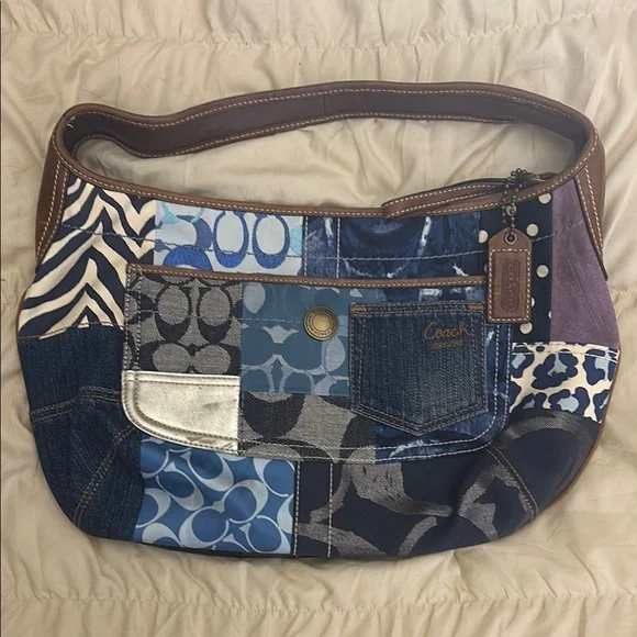 Coach denim patchwork bag - Picture 1 of 8
